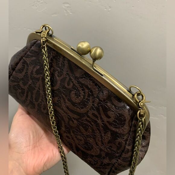 Handmade Genuine Leather Floral Embossed Clutch/Shoulder Bag/Crossbody - Picture 11 of 14